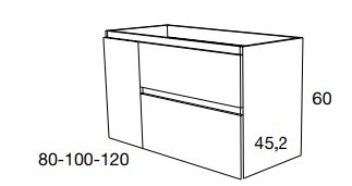 Caisson 2 tiroirs + 1 Porte série meuble de salle de bains Muriel Porte à gauche