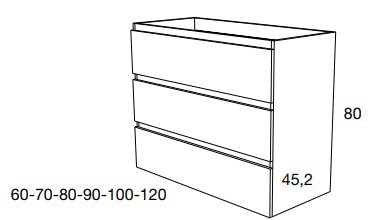 Caisson 3 tiroirs série meuble de salle de bains Muriel