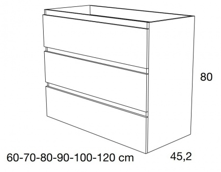 Meuble de salle de bains LUNA - 100cm - 3 Tiroirs avec vasque PLUS