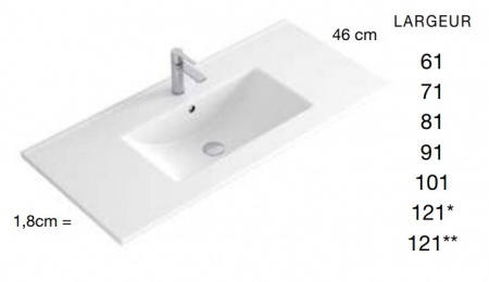 Meuble de salle de bains LUNA - 120cm - 2 Tiroirs avec DOUBLE vasque PLUS