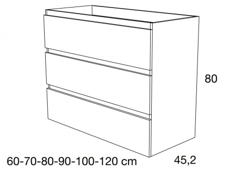 Meuble de salle de bains LUNA - 120cm - 3 Tiroirs avec DOUBLE vasque PLUS