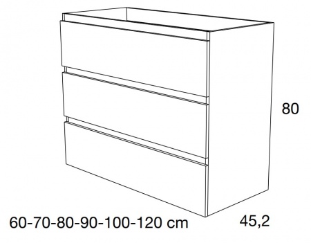 Meuble de salle de bains LUNA - 60cm - 3 Tiroirs avec vasque PLUS