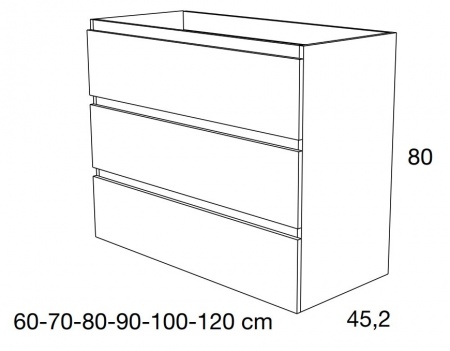 Meuble de salle de bains LUNA - 70cm - 3 Tiroirs avec vasque PLUS avec vasque PLUS