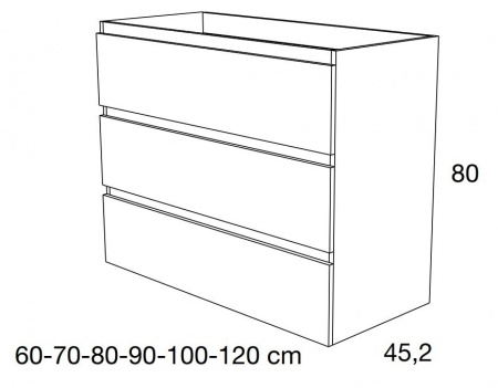 Meuble de salle de bains LUNA - 80cm - 3 Tiroirs avec vasque PLUS