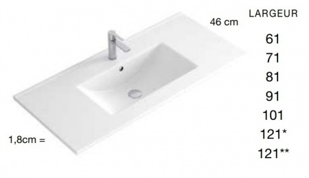 Meuble de salle de bains LUNA - 90cm - 3 Tiroirs avec vasque PLUS