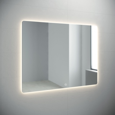 Miroir salle de bains lisse avec coins arrondis et éclairage leds